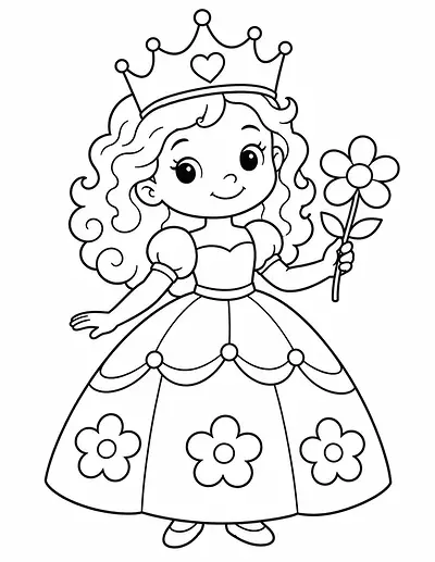 Princess and Crown coloring page