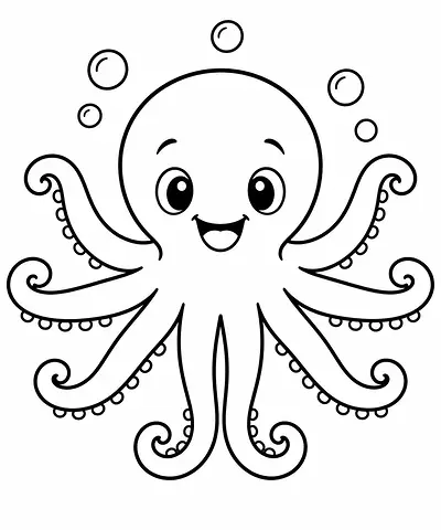 Happy Octopus coloring page
